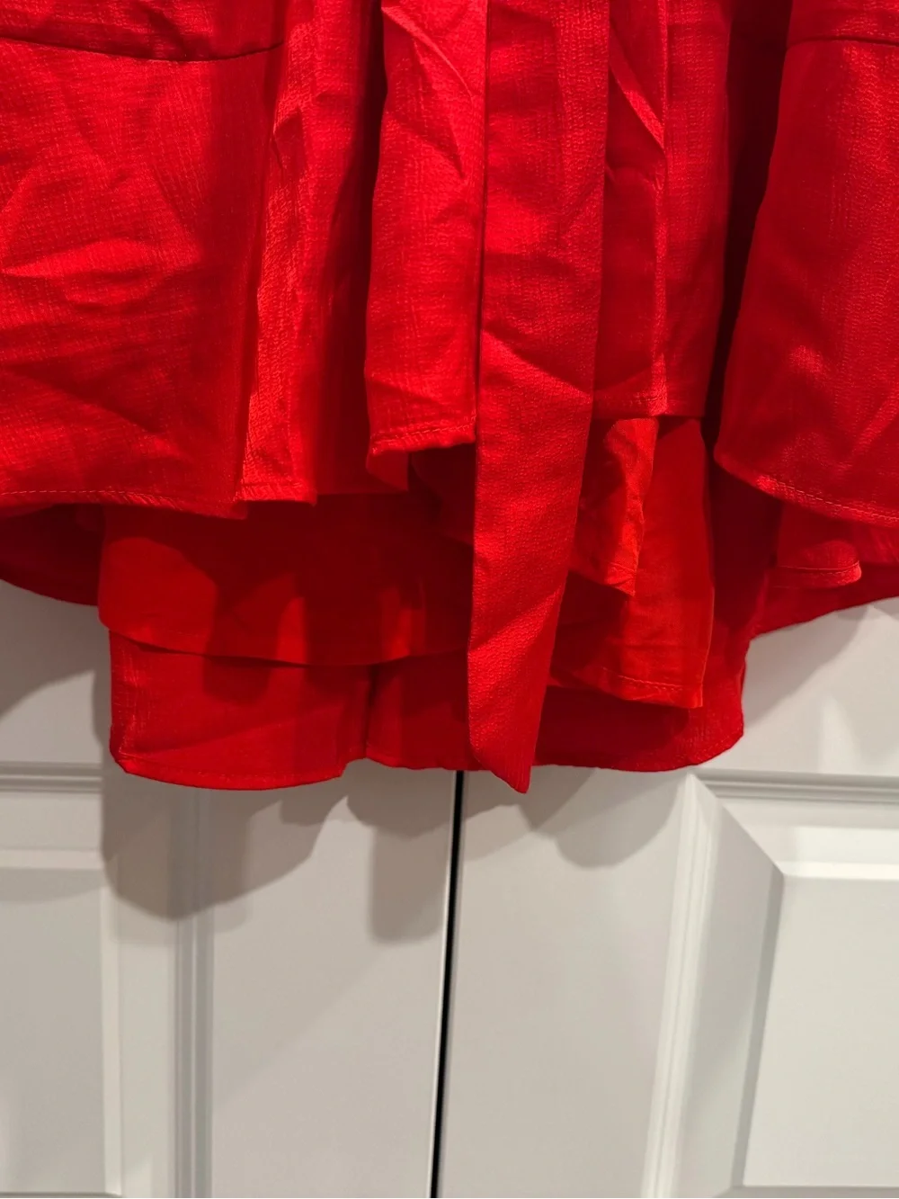 Draper James Bright Red Ruffle-Neck Top - Picture 3 of 8